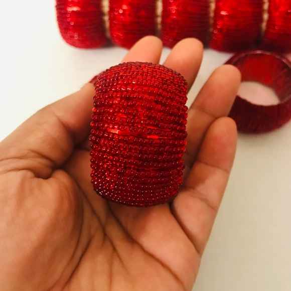Handmade napkin rings in Indian red - Set of 8 - Picture 3 of 6